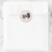 Sticker Rond Mariage photo forme coeur Adresse de retour rose (Sac)