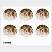 Sticker Rond Mariage Photo Gold Script Photo Merci (Feuille)