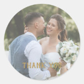 Sticker Rond Mariage Photo Gold Typographie Merci (Devant)
