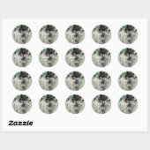 Sticker Rond mariage photo Gypsophila vert Merci (Feuille)