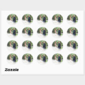 Sticker Rond Mariage Photo Merci simple (Feuille)