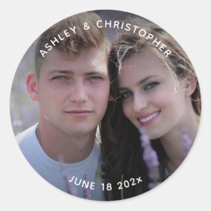 Sticker Rond Mariage photo minimaliste