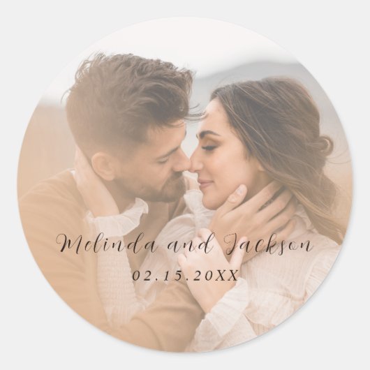 Sticker Rond Mariage Photo Moderne (Devant)