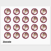 Sticker Rond Mariage photo moderne Bourgogne Enregistrer La Dat (Feuille)