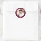 Sticker Rond Mariage photo moderne Bourgogne Enregistrer La Dat (Sac)
