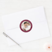 Sticker Rond Mariage photo moderne Bourgogne Enregistrer La Dat (Enveloppe)