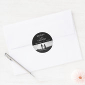 Sticker Rond Mariage photo moderne en noir et blanc (Enveloppe)