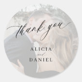 Sticker Rond Mariage photo moderne merci pour (Devant)