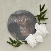 Sticker Rond Mariage photo moderne merci pour