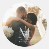 Sticker Rond Mariage photo Monogramme (Devant)