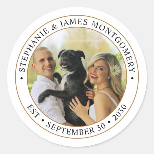 Sticker Rond Mariage photo personnalisé (Devant)