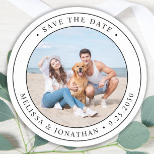 Sticker Rond Mariage Photo Personnalisé Enregistrer La Date