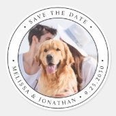 Sticker Rond Mariage Photo Personnalisé Enregistrer La Date (Devant)