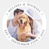 Sticker Rond Mariage photo personnalisé moderne (Devant)