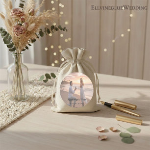 Sticker Rond Mariage Photo Rond Typographie Minimaliste