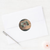 Sticker Rond Mariage photo rustique en bois (Enveloppe)