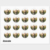Sticker Rond Mariage Photo Script Whimsical moderne (Feuille)