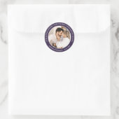 Sticker Rond Mariage photo violet Enregistrer la date (Sac)