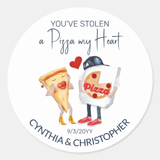 Sticker Rond Mariage Pizza My Heart (Devant)