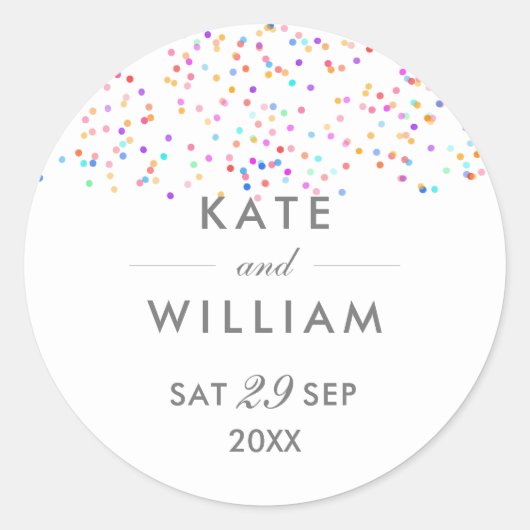 Sticker Rond Mariage Rainbow Confetti (Devant)