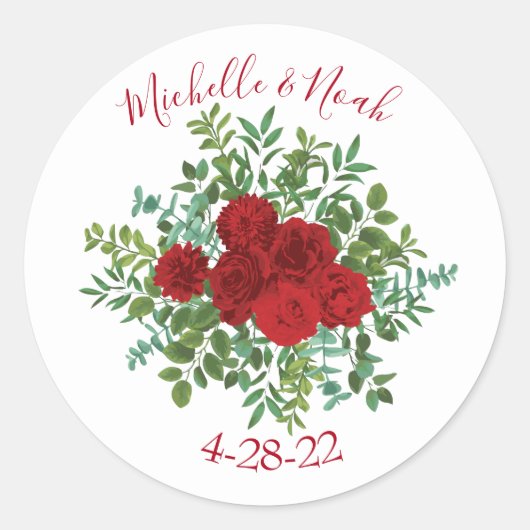 Sticker Rond Mariage Red Rose (Devant)