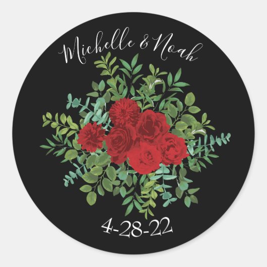 Sticker Rond Mariage Red Rose (Devant)