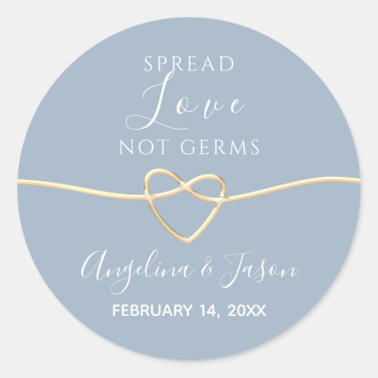Sticker Rond Mariage Répandre l'Amour Pas les Germes (Devant)