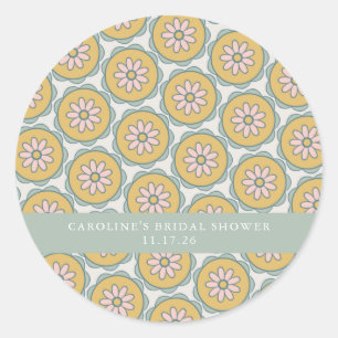 Sticker Rond Mariage Rétro Bohème Floral Pastel Personnalisé Do