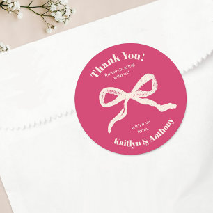 Sticker Rond Mariage rétro Coquette Bow