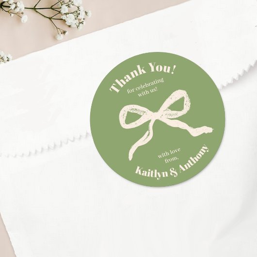 Sticker Rond Mariage rétro Coquette Bow