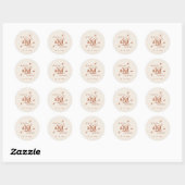 Sticker Rond Mariage rétro, Terracotta Boho (Feuille)