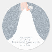 Sticker Rond Mariage Robe Fête des mariées Dusty Bleu (Devant)