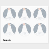 Sticker Rond Mariage Robe Fête des mariées Dusty Bleu (Feuille)