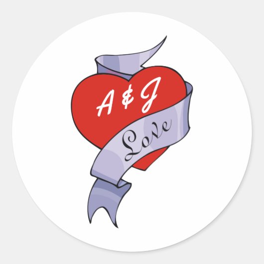 Sticker Rond Mariage Rock and Roll (Devant)