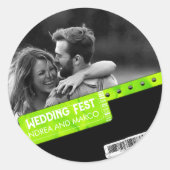 Sticker Rond Mariage Rock and Roll Billetterie Concert Boarding (Devant)