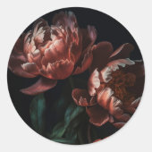 Sticker Rond Mariage Romantique Floral Sombre et Mystérieux (Devant)
