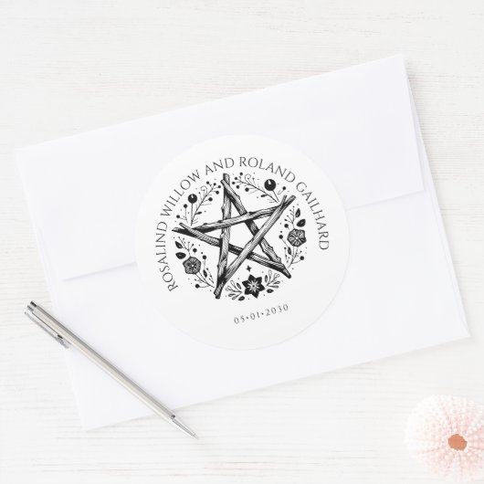 Sticker Rond Mariage romantique Pagan Wicca (Enveloppe)