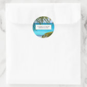 Sticker Rond Mariage romantique Turquoise Tropical Beach (Sac)