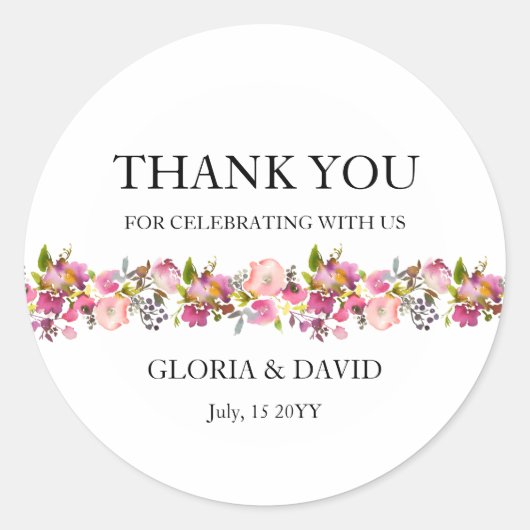 Sticker Rond Mariage rose (Devant)