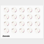 Sticker rond Mariage rose (Feuille)
