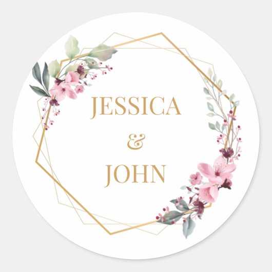 Sticker rond Mariage rose (Devant)