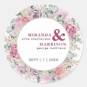 Sticker Rond Mariage Rose aquarelle (Devant)