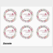 Sticker Rond Mariage Rose aquarelle (Feuille)