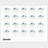 Sticker Rond mariage rose bleu merci (Feuille)
