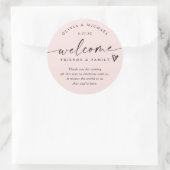 Sticker Rond Mariage rose clair moderne Welcome Hotel Sac (Sac)