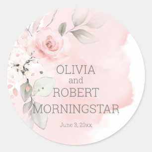Sticker Rond Mariage Rose couleur rose vif