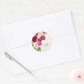Sticker Rond Mariage rose de Bourgogne/Crème ID584 (Enveloppe)