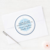 Sticker Rond Mariage Rose de boussole bleu (Enveloppe)