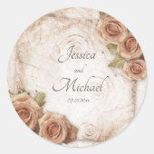Sticker Rond Mariage Rose de couleur douce (Devant)
