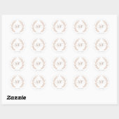 Sticker Rond Mariage rose de monogramme élégant feuille d'or (Feuille)